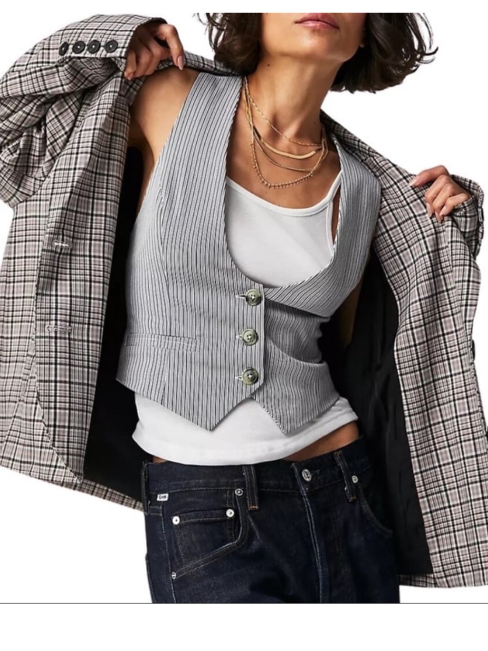 NWT Free people size M plaid blazer